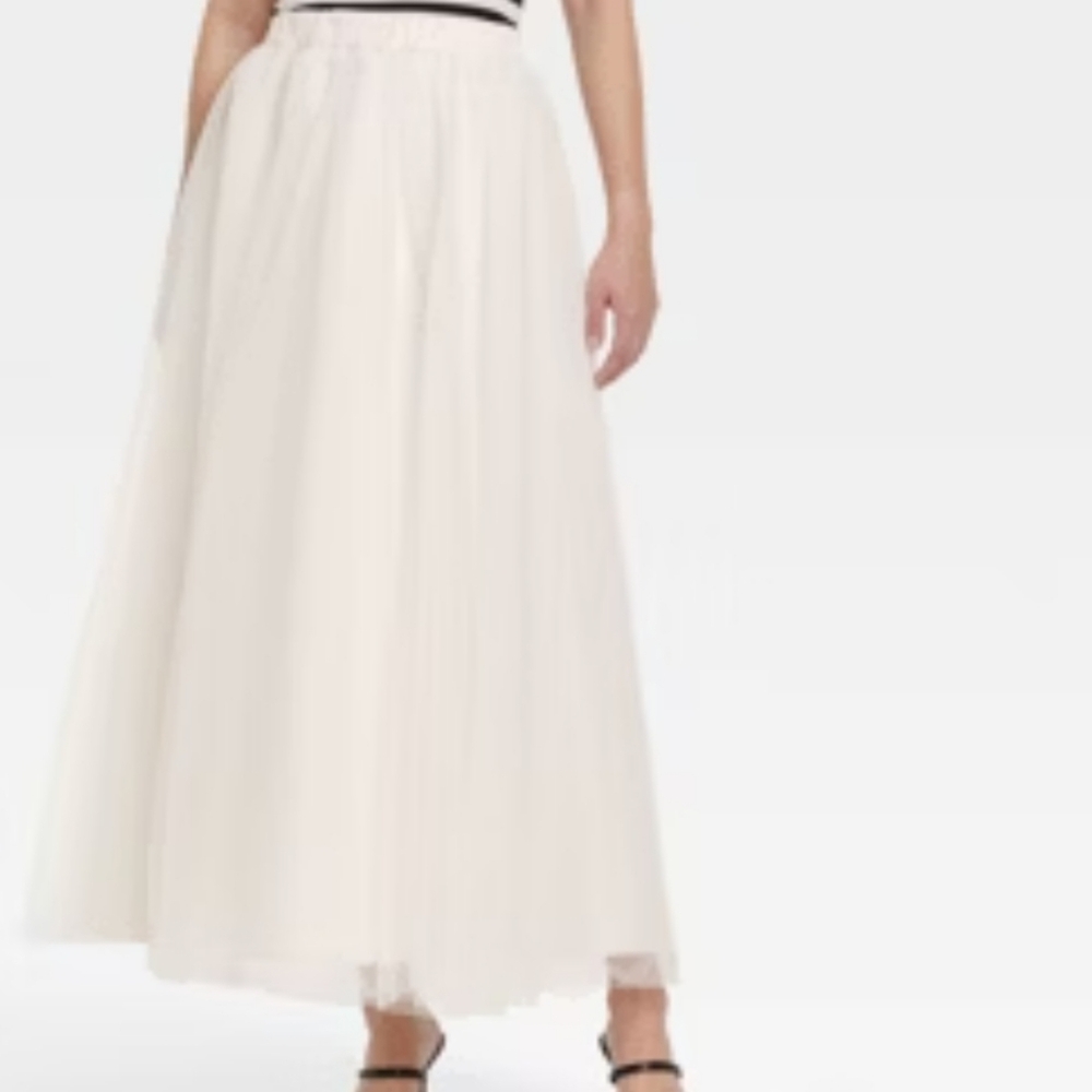 A New Day Womens NWT Tulle A-Line Skirt Cream Size XS